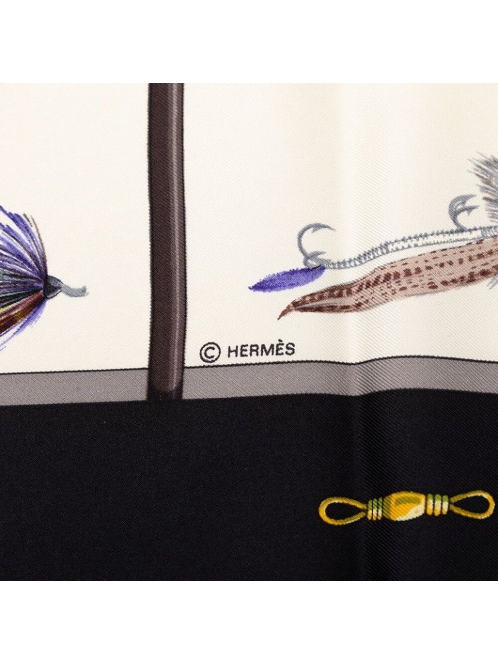 ★SOLD★ Hermes Carre 90 Flies Fly Scarf Large Black Multicolor Silk - Picture 6 of 7